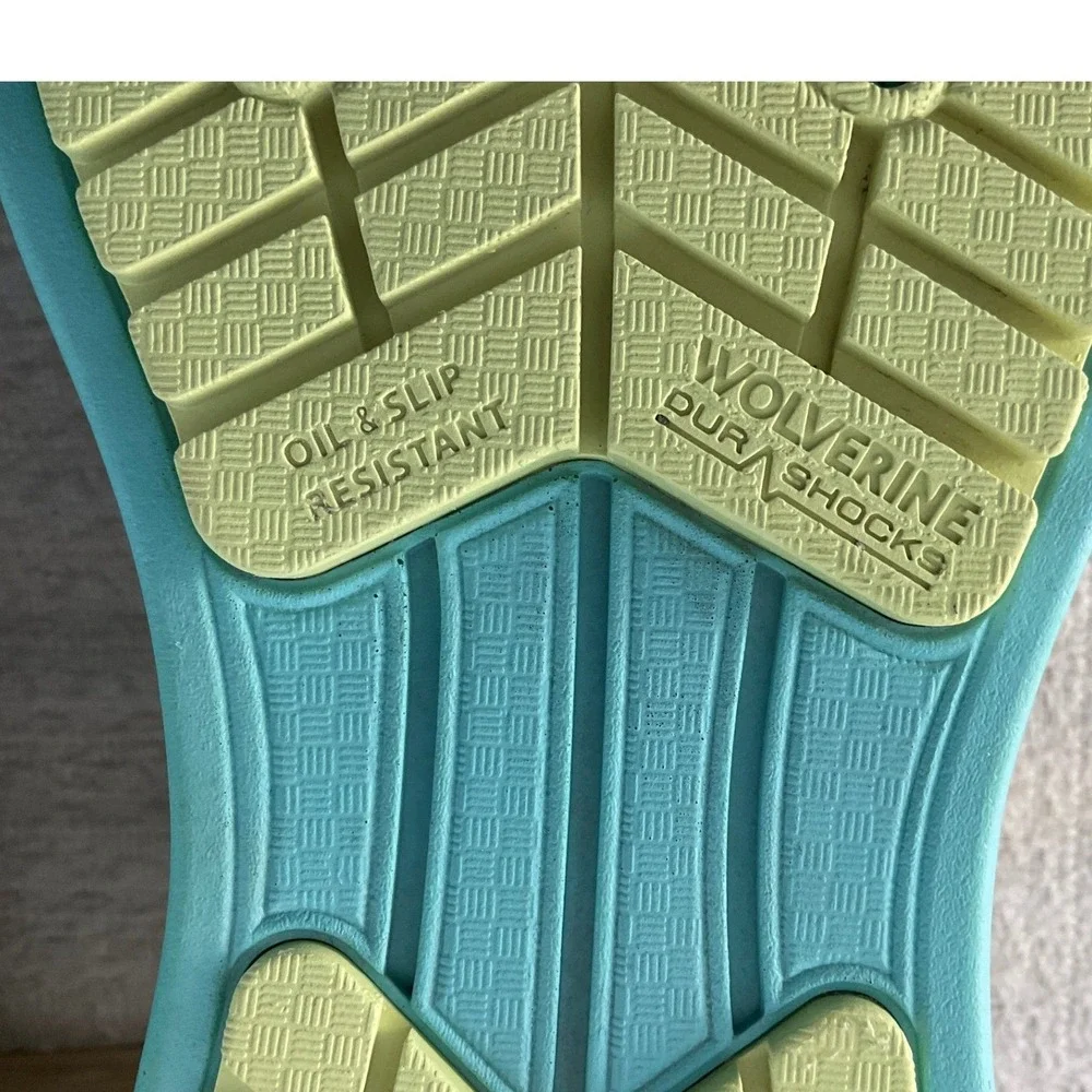 Wolverine Rev Duraspring‎ Women's 8.5 Carbon Safety Toe Work Shoes Pink Aqua